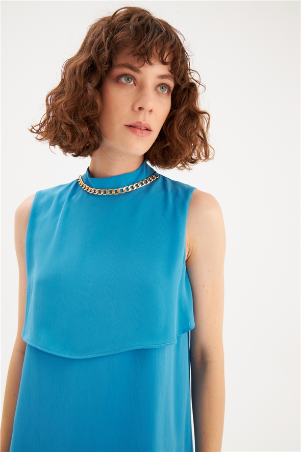 Accessory Detailed Ruffle Blouse - BLUES