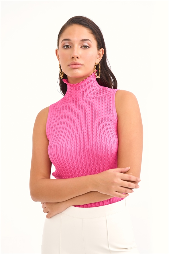 Turtleneck pattern knitwear - PINK
