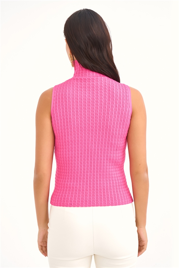 Turtleneck pattern knitwear - PINK
