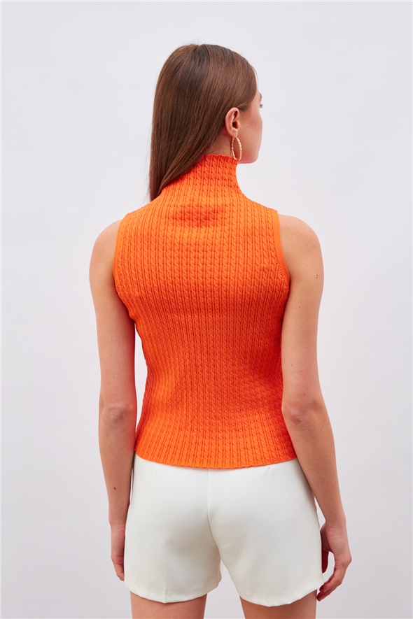 Turtleneck pattern knitwear - Orange