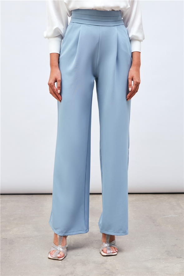 Waist Detailed Pocket Trousers - BEBE BLUE