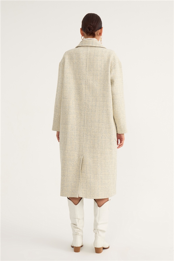 Oversize coat with pockets - TURQUOISE