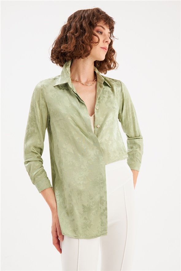 Floral Patterned Shirt - GREEN ALMOND