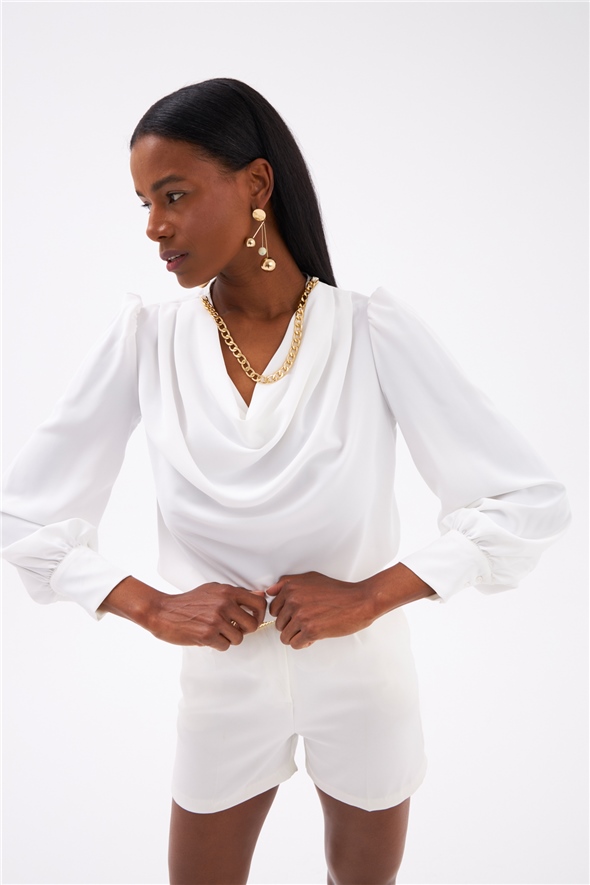 Collared blouse with accessories - ECRU