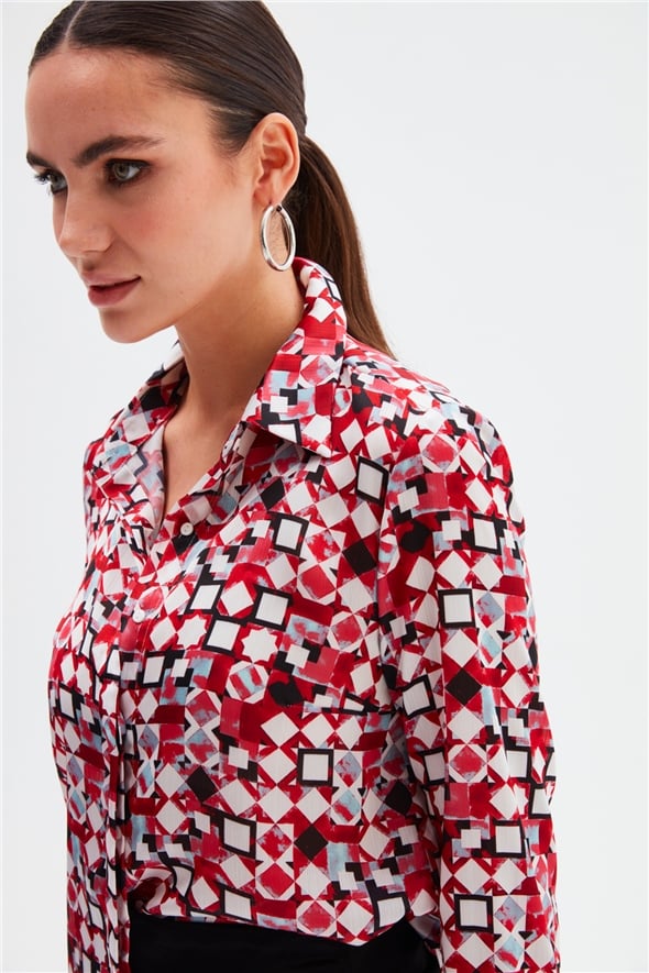 Patterned Classic Shirt - RED