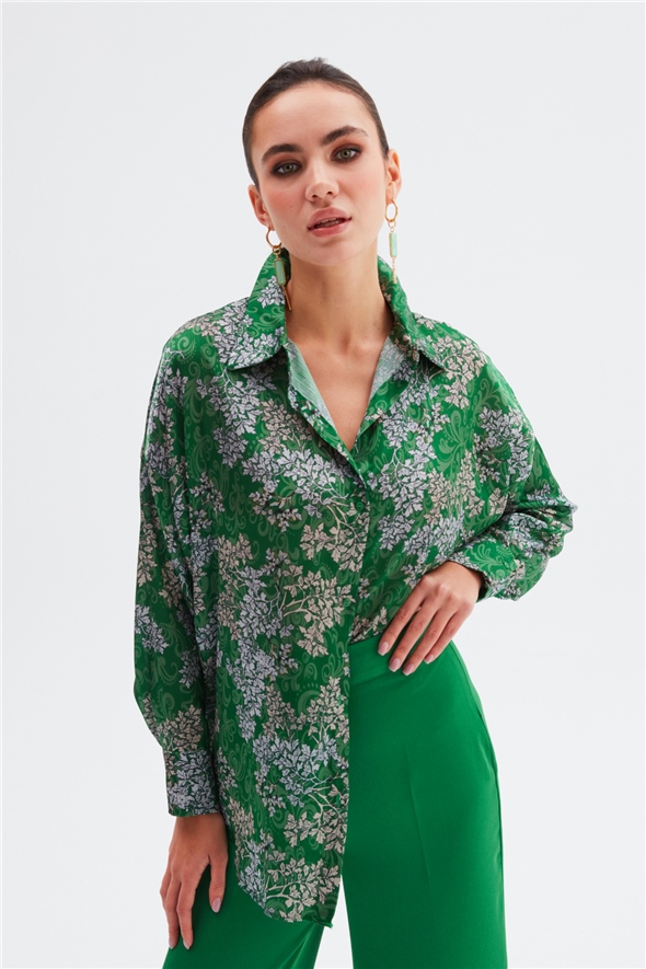 Patterned Long Shirt - GREEN