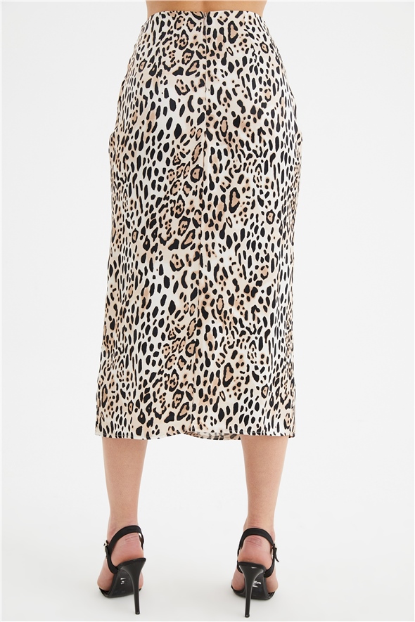 Detailed leopard print satin skirt - LEOPARD
