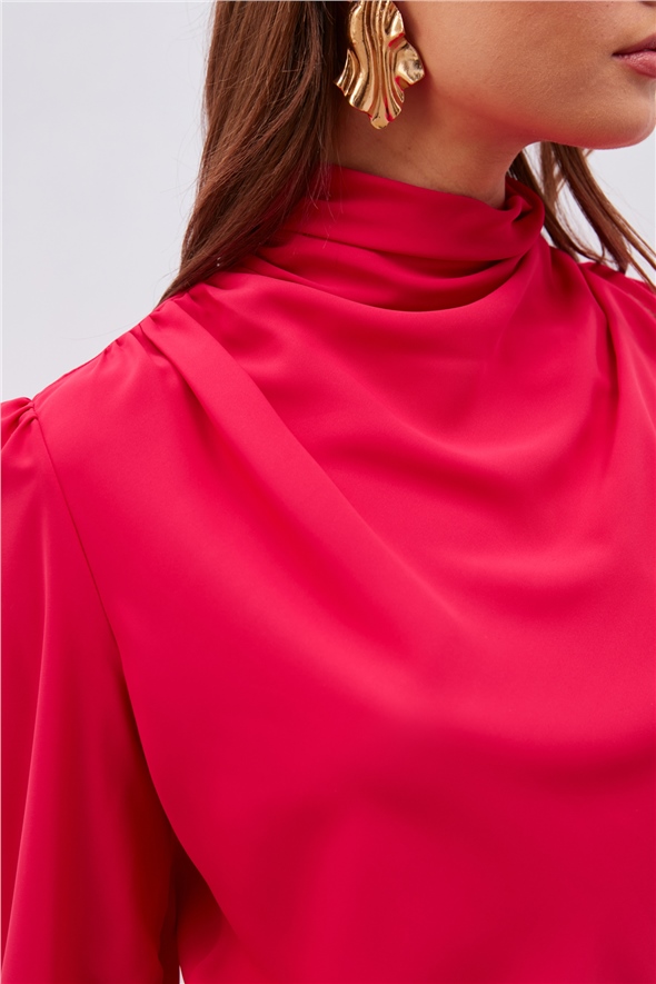 Draped Detailed Blouse - CORAL