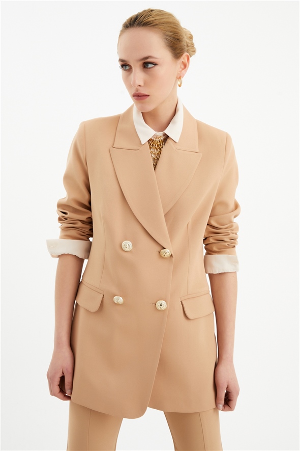 Button detailed jacket - CAMEL