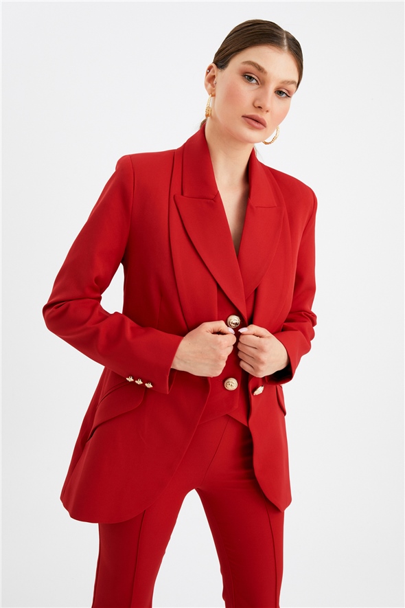Button detailed jacket - RED