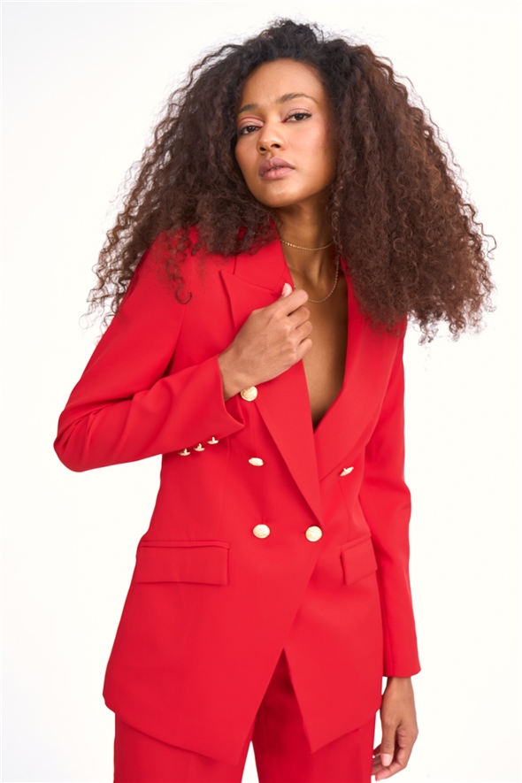 Buttoned blazer jacket - RED
