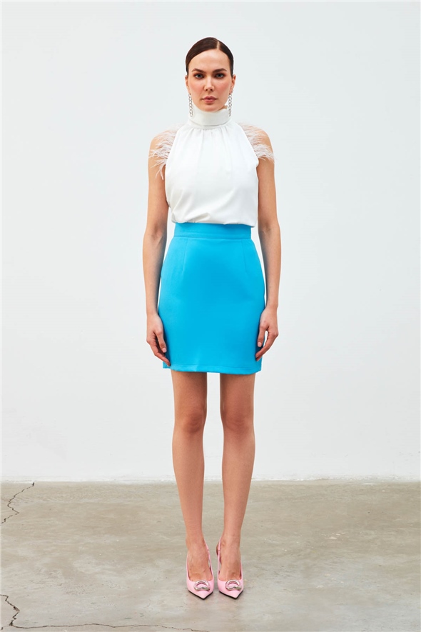 Straight Mini Skirt - BEBE BLUE