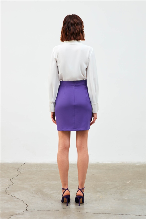 Straight Mini Skirt - PURPLE