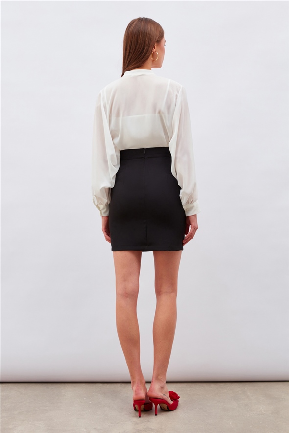 Straight Mini Skirt - BLACK