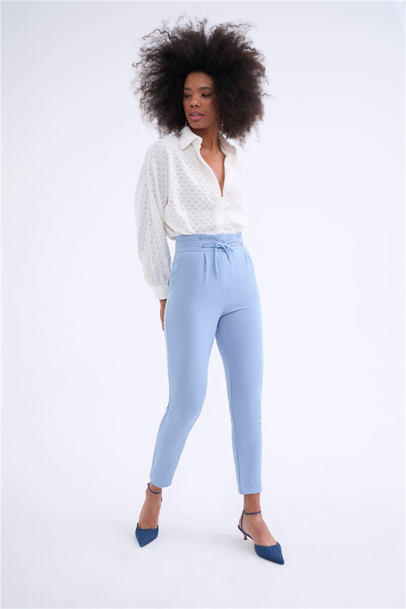 Frill detailed trousers - INDIGO