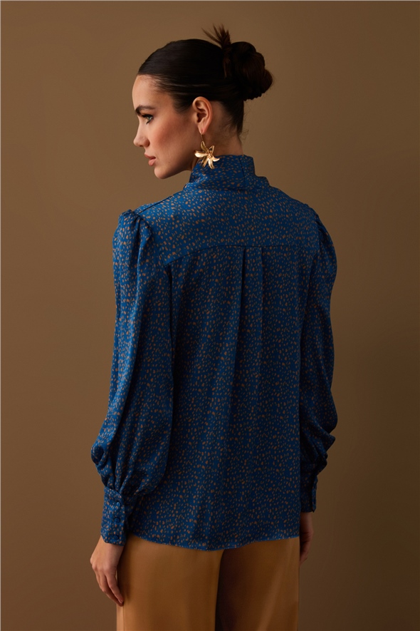 Scarf Patterned Shirt - BLUES