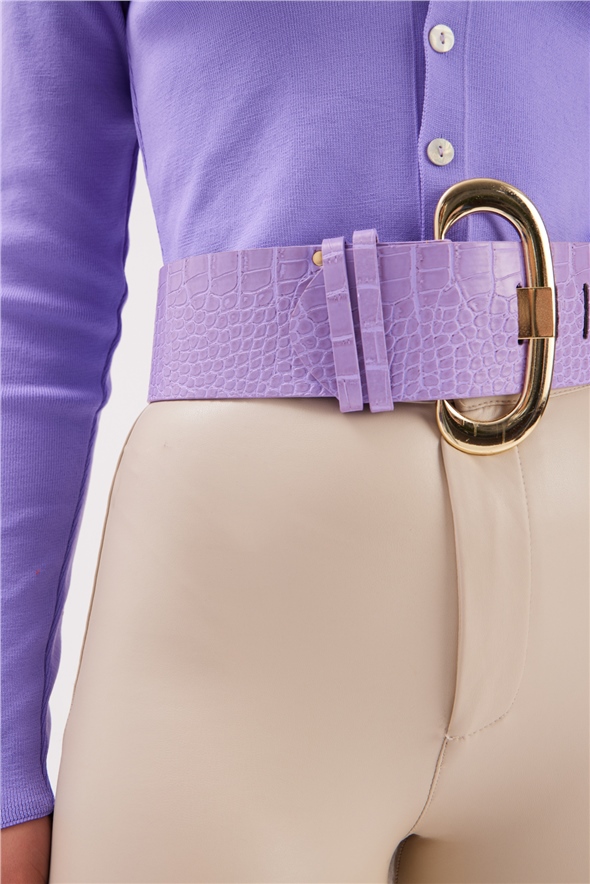 Wide Belt with Gold Buckle - LILA