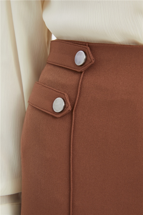 Flared crepe trousers - BROWN