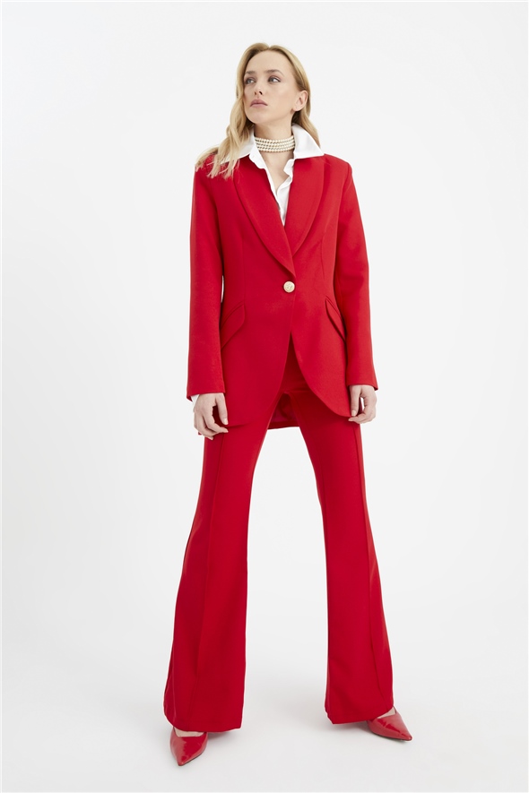Flared crepe trousers - RED