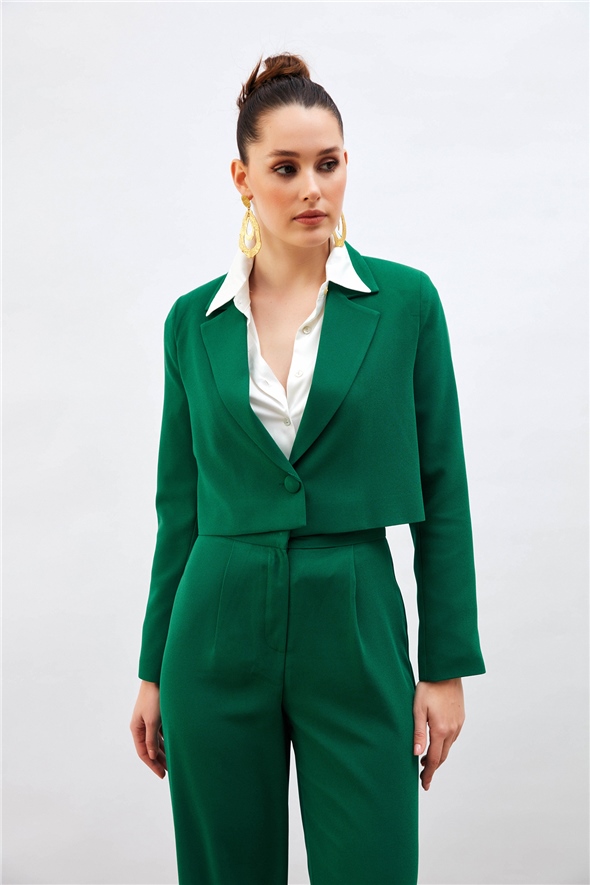 Short Crepe Jacket - GREEN