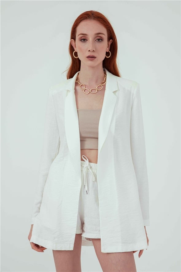 Classic collar linen jacket - WHITES