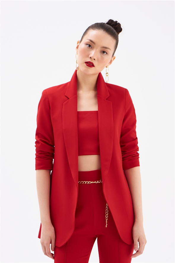 Classic collar slim fit jacket - RED