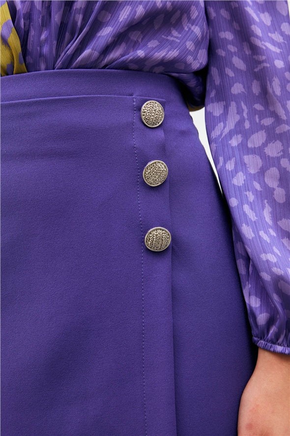 Double-breasted button-up mini skirt - PURPLE