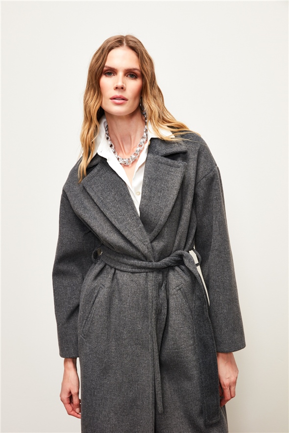Belted Loose Coat - ANTHRACITE