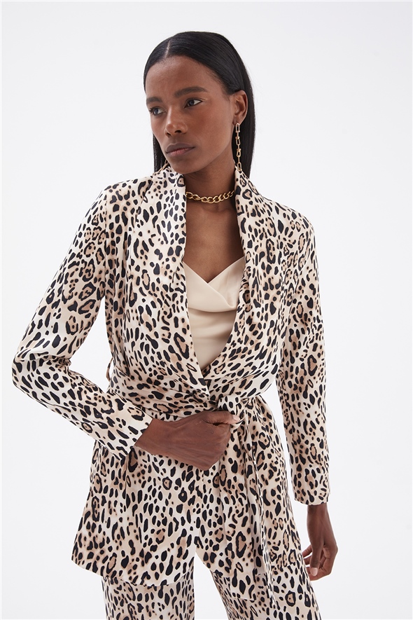 Leopard print belted jacket - LEOPARD