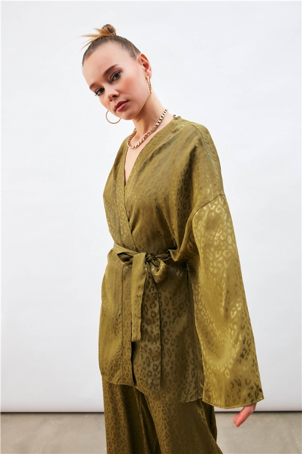 Leopar Jakarlı Kimono - HAKİ