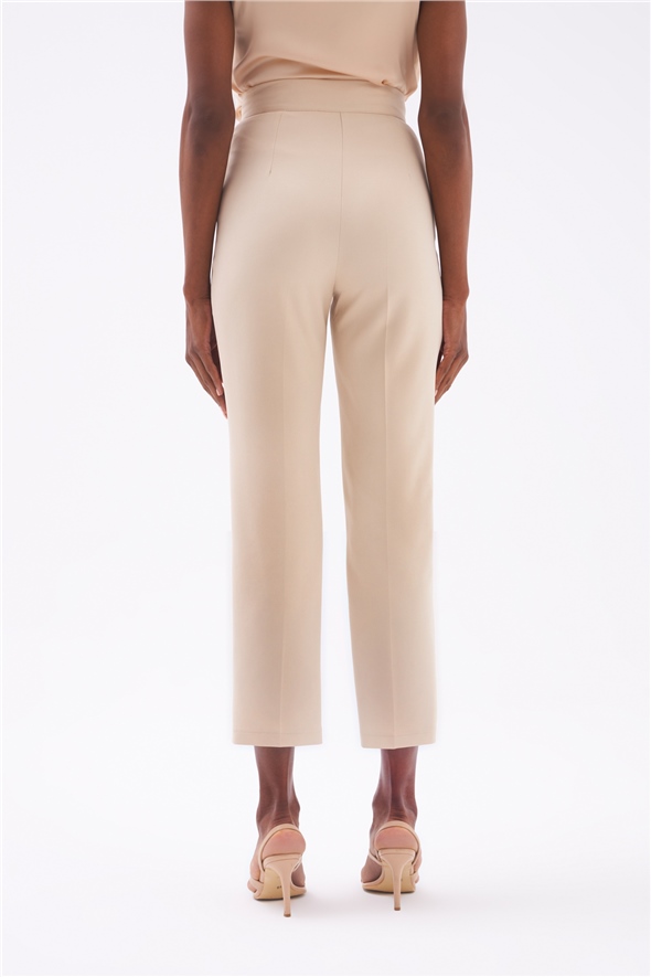 Rib Detailed Classic Trousers - STONE