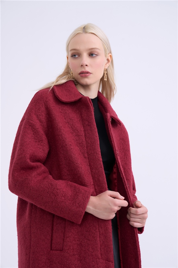 Oversized pocketed coat - MAROON