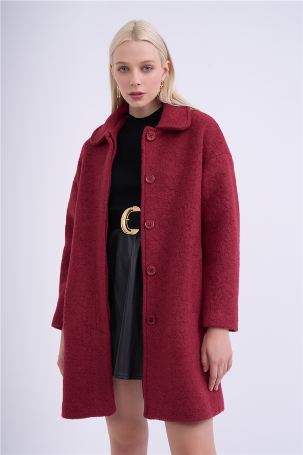 Oversized pocketed coat - MAROON