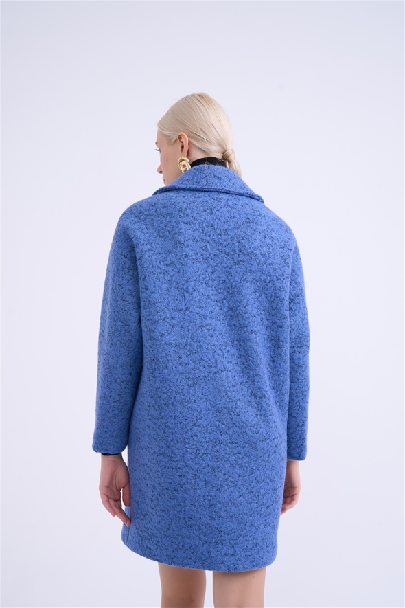 Oversized pocketed coat - BLUES