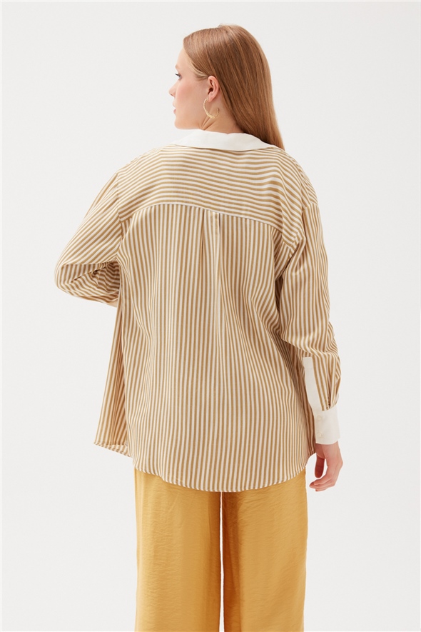 Striped Oversize Shirt - MUSTARD