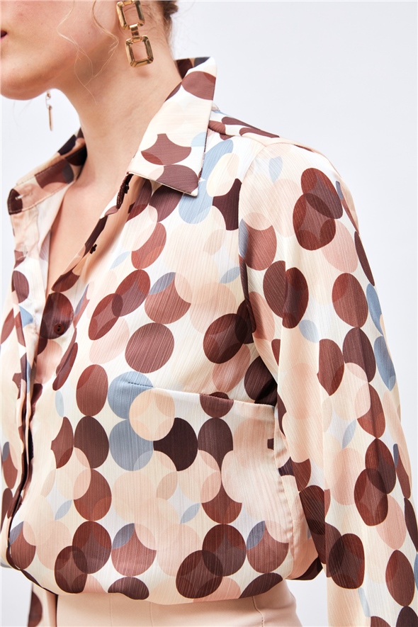 Patterned Loose Shirt - BROWN