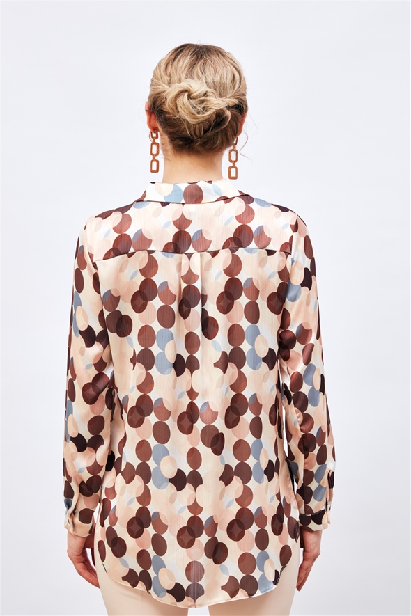 Patterned Loose Shirt - BROWN
