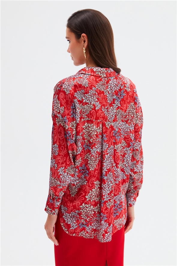 Patterned Long Shirt - RED