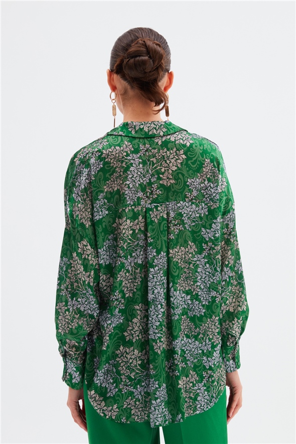 Patterned Long Shirt - GREEN