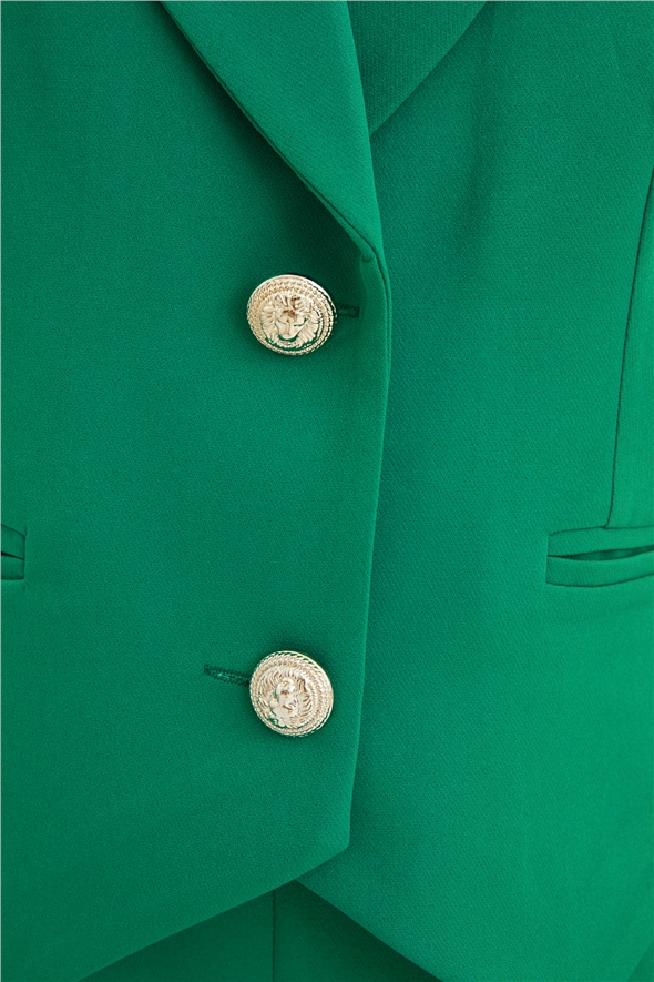 Button detailed short vest - GREEN