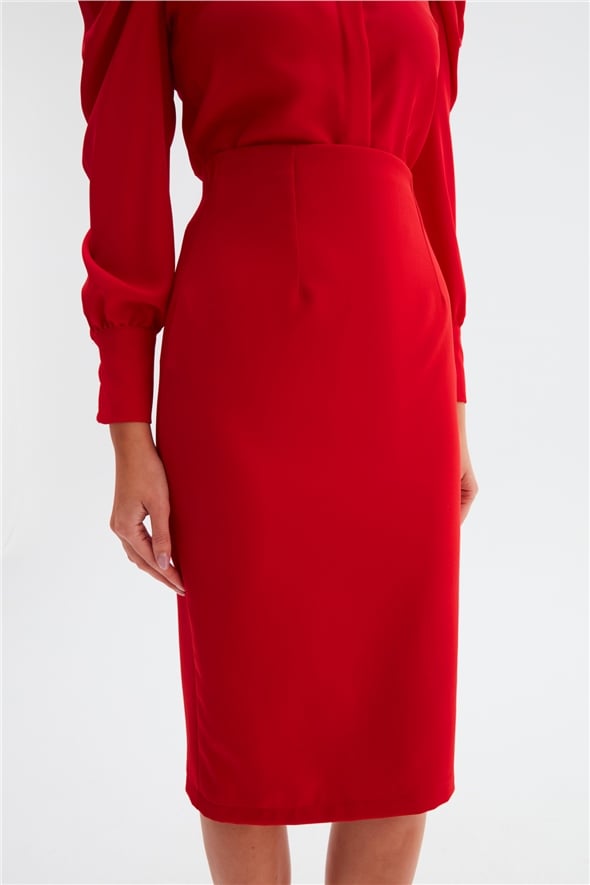 Straight Pencil Skirt - RED