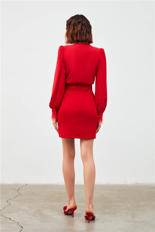 Straight Mini Skirt - RED