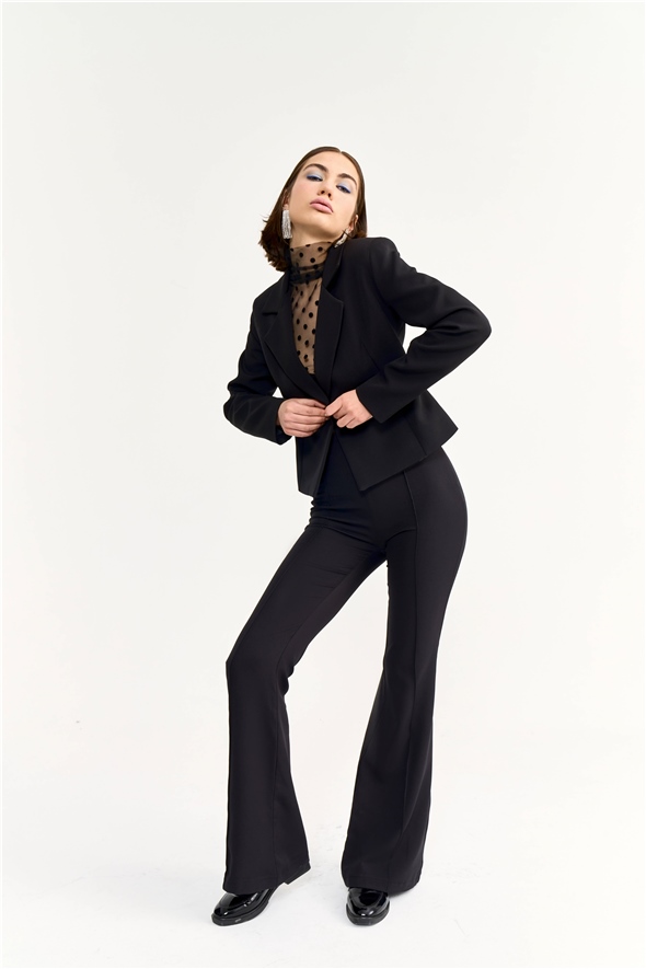 Flared crepe trousers - BLACK