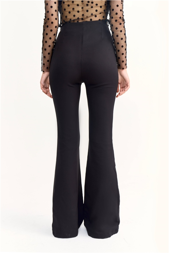 Flared crepe trousers - BLACK