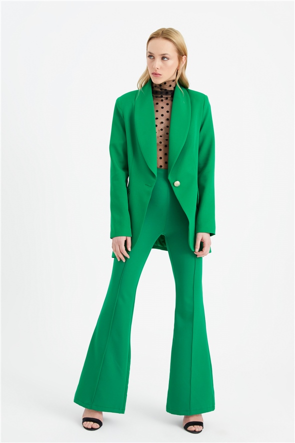 Flared crepe trousers - EMERALD