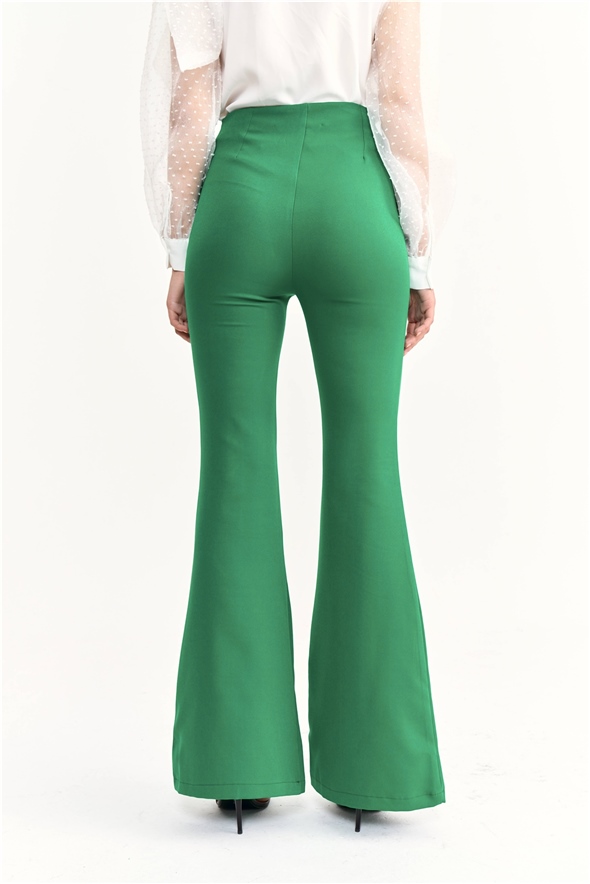 Flared crepe trousers - EMERALD
