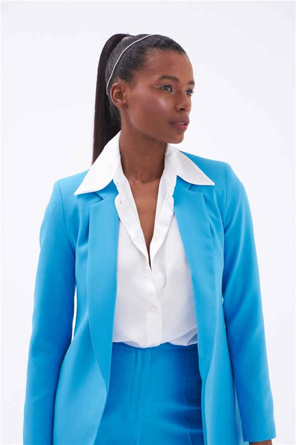 Classic collar slim fit jacket - LIGHT BLUE
