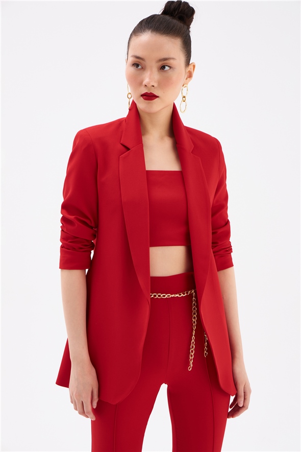 Classic collar slim fit jacket - RED