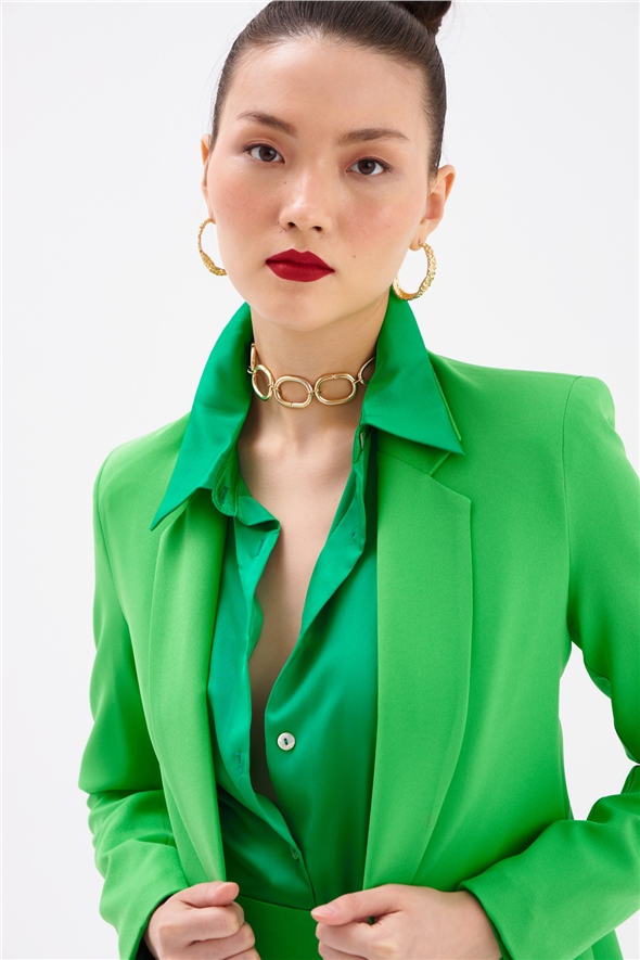 Classic collar slim fit jacket - GREEN