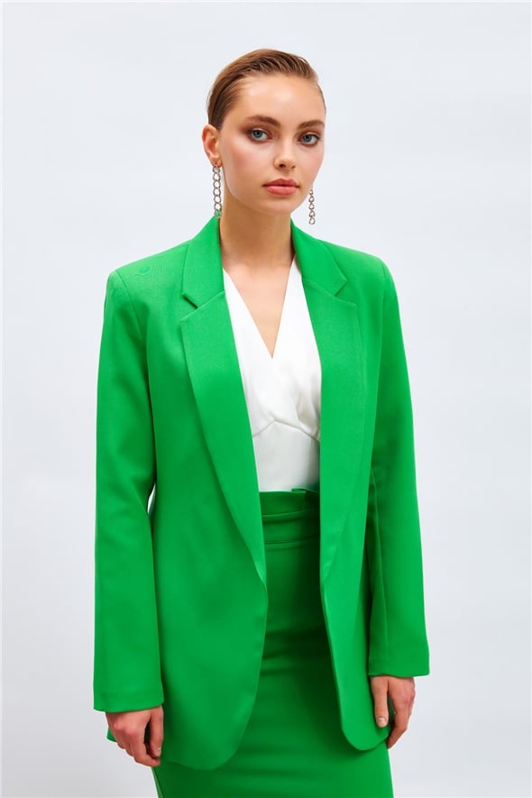 Classic collar slim fit jacket - DARK GREEN